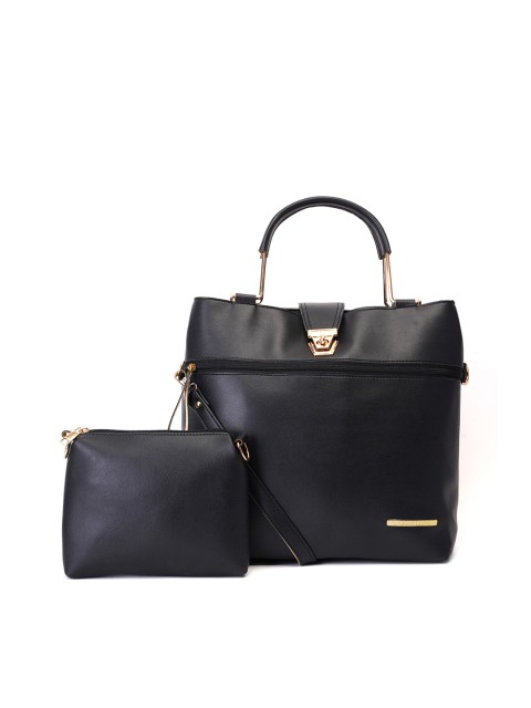 

Lapis O Lupo Black Solid Handheld Bag with Pouch