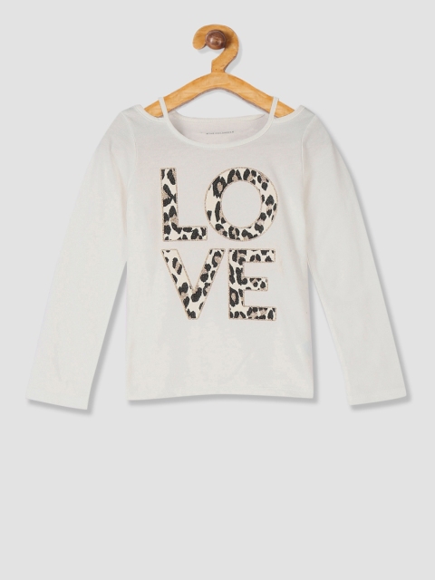 

The Childrens Place Girls White Printed Round Neck T-shirt