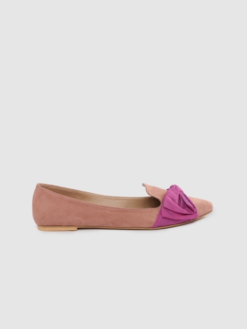 

DressBerry Women Dusty Pink Solid Ballerinas with Bow Detail