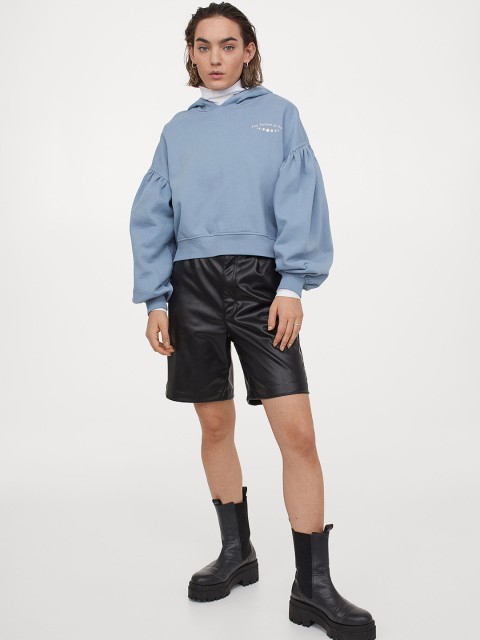 

H&M Women Blue Balloon-Sleeved Hoodie