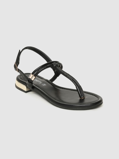

DressBerry Women Black T-Strap Flats