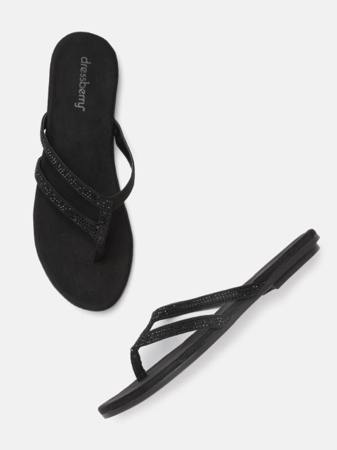 

DressBerry Women Black Embellished Open Toe Flats