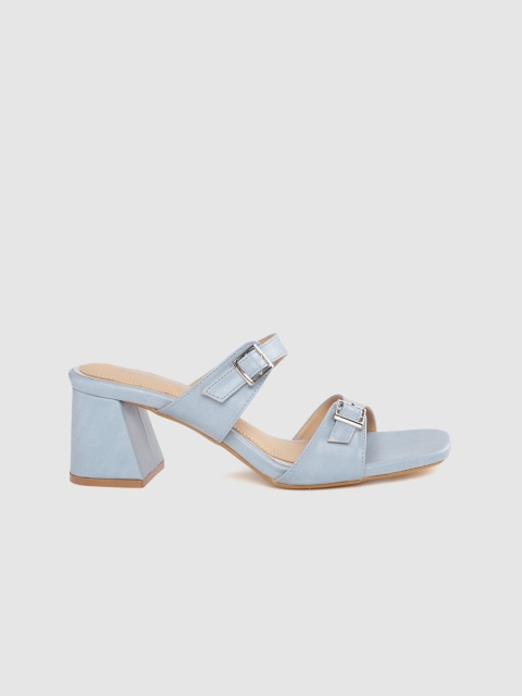

DressBerry Women Blue Solid Heels with Buckle Detail