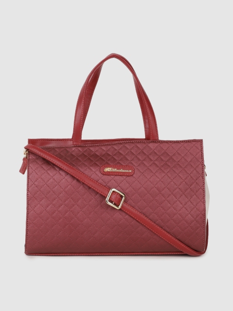 

BELLADAMA Maroon Sapphire Geometric Quilted Handheld Bag