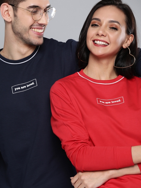 

Mast Harbour Women Red White Printed Pure Cotton Sweatshirt
