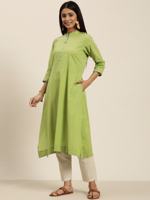 

Sangria Women Green Solid A-Line Kurta