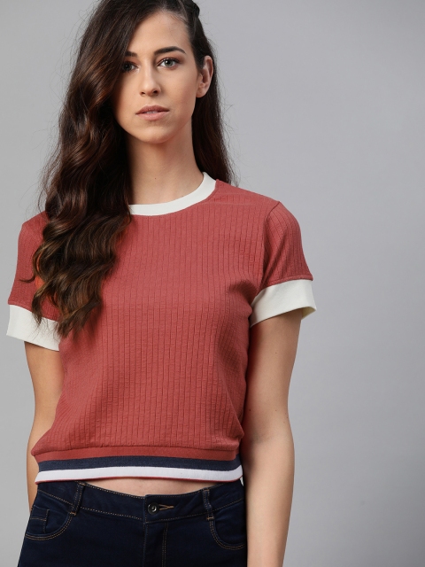 

The Roadster Lifestyle Co Women Red Solid Regular Top
