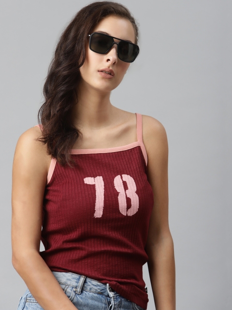 

The Roadster Lifestyle Co Maroon Camisole Top