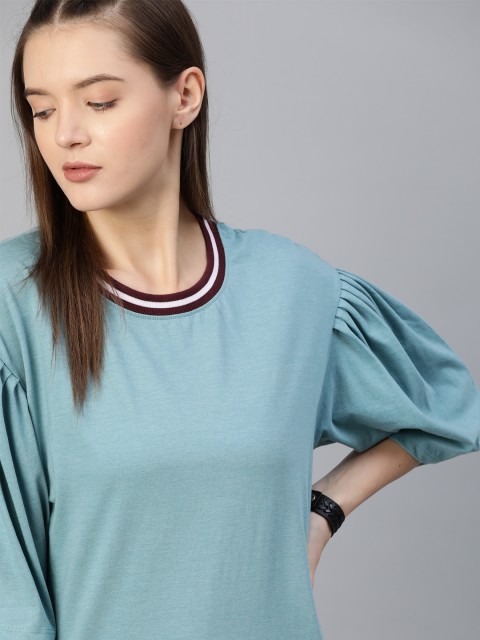 

The Roadster Lifestyle Co Women Blue Pure Cotton Top