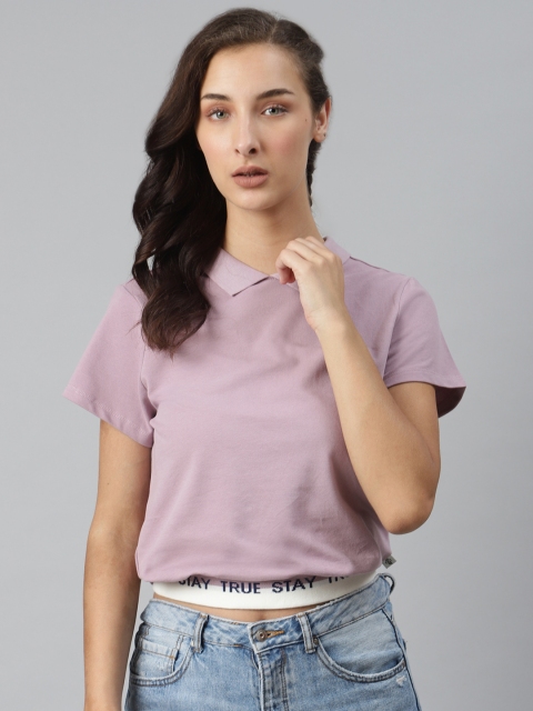 

The Roadster Lifestyle Co Lavender Solid Cropped Blouson Top