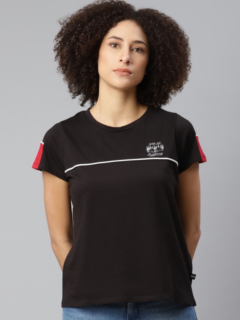 

Roadster Women Black Cotton T-shirt