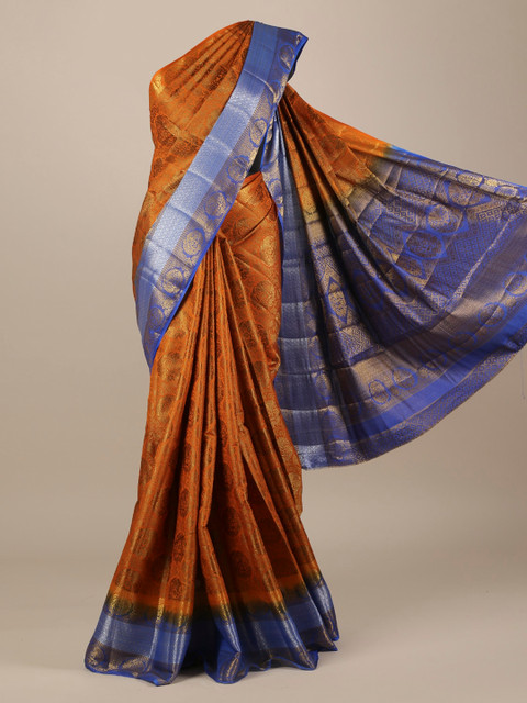 

Pothys Orange Woven Design Jute Silk Saree