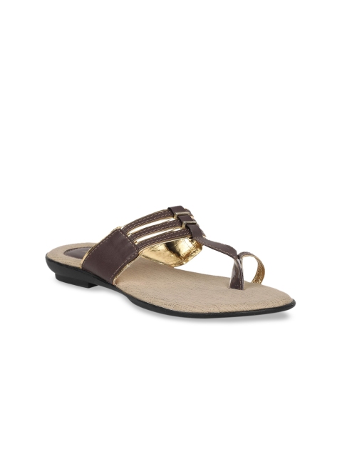 

Bata Women Brown Solid PU One Toe Flats