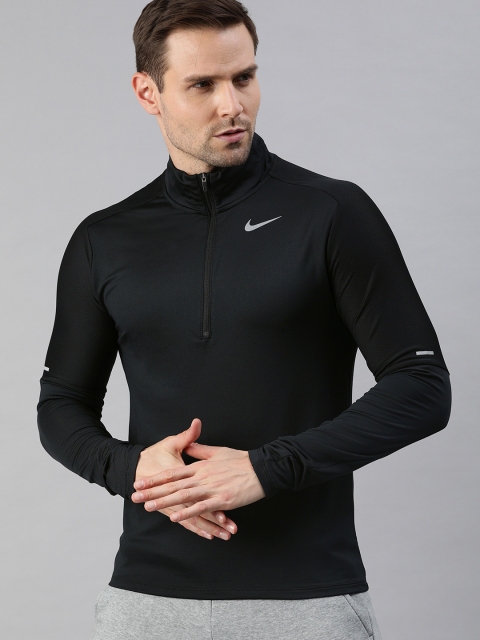 

Nike Men Black Solid High Neck T-shirt