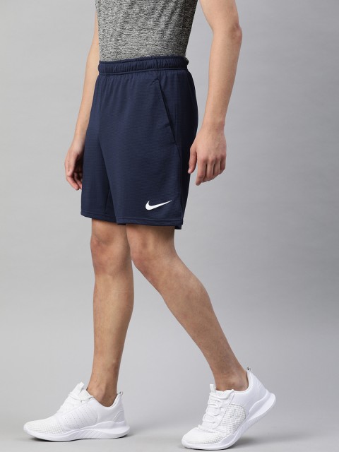 

Nike Men Navy Blue Solid Dri-Fit Regular Fit MESH 5.0 Training Shorts