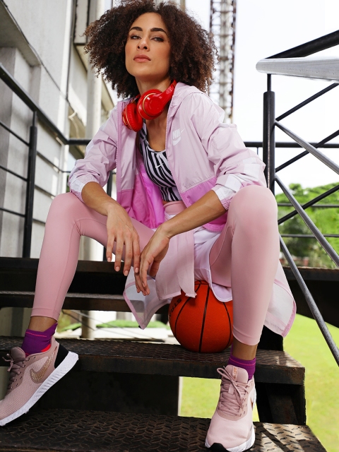 

Nike Women Pink Colourblocked Sporty Jacket