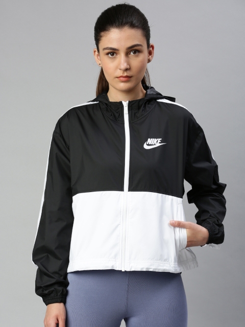 

Nike Women Black & White Colourblocked Sporty Jacket