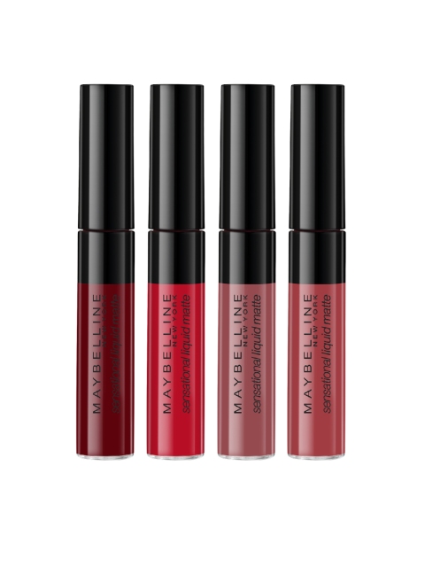 

Maybelline Set of 4 Sensational Liquid Matte Lipsticks, Red