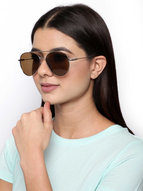 

Bellofox Unisex Brown & Gold-Toned Oval Sunglasses BS1690