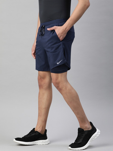 

Nike Men Navy Blue Dri Fit Solid Standard Fit Running Shorts