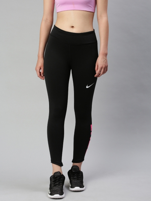 

Nike Women Black Solid Dri-Fit Icon Clash Fast 7/8 Running Tights