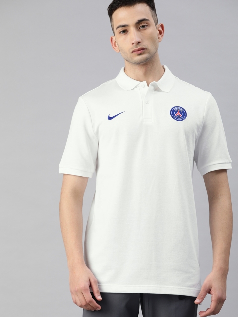 

Nike Men White Solid PSG M NSW POLO PQ CRE Round Neck T-shirt