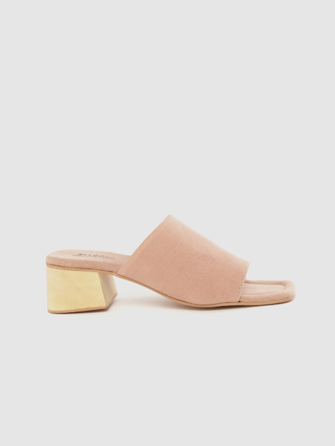 

Mast & Harbour Women Peach-Coloured Naturally Dyed Sustainable Heeled Mules