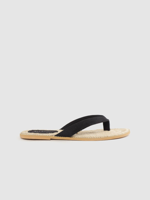 

Mast & Harbour Women Black Solid R-Elan GreenGold Sustainable Open Toe Flats