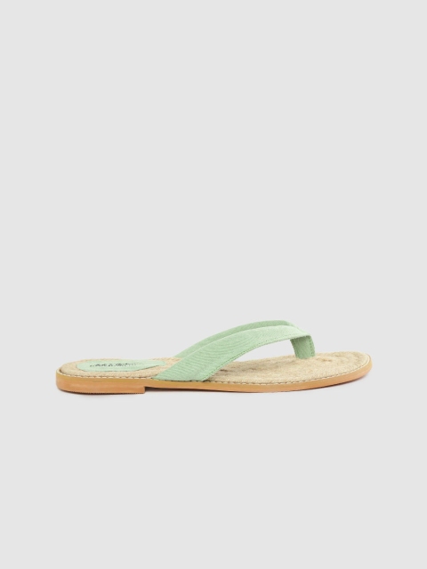 

Mast & Harbour Women Mint Green Solid Sustainable Open Toe Flats