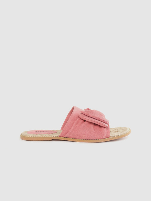 

Mast & Harbour Women Pink Solid Sustainable Mules with Bow Detail