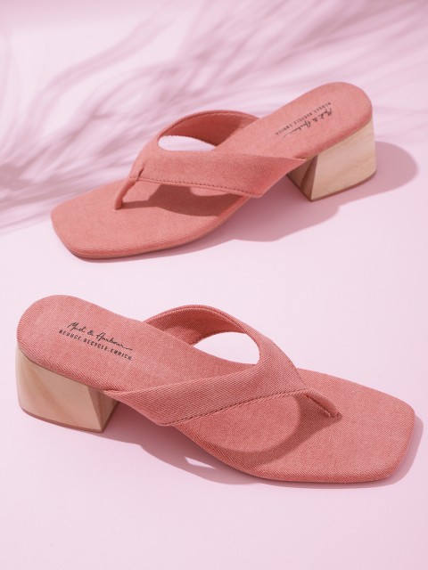 

Mast & Harbour Women Pink Naturally Dyed Sustainable Block Heels