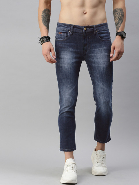 

The Roadster Lifestyle Co Men Blue Skinny Fit Mid-Rise Clean Look Cropped Jeans
