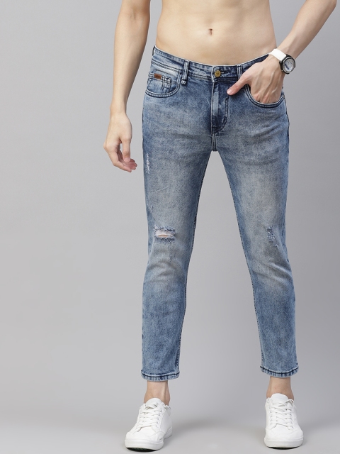 

Roadster Men Blue Skinny Fit Mildly Distressed Light Fade Cropped Stretchable Jeans