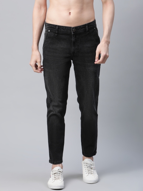 

Roadster Men Black Low Distress Light Fade Stretchable Cropped Jeans