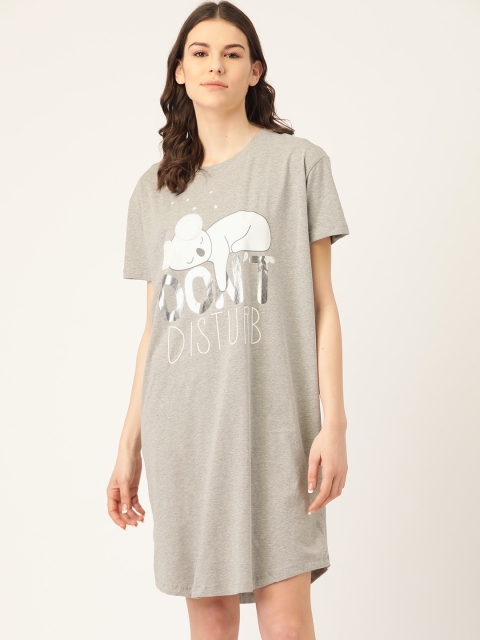 

Sweet Dreams Grey Melange & Off-White Koala Print Nightdress