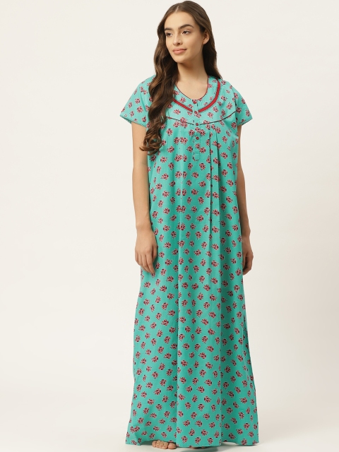 

Sweet Dreams Green & Red Printed Maxi Nightdress