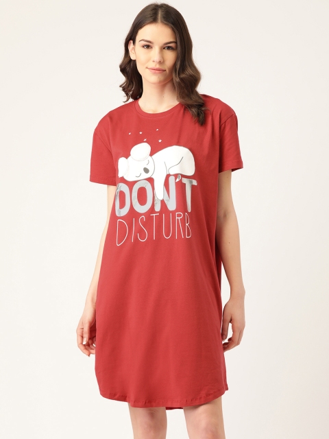 

Sweet Dreams Red & White Printed Midi Nightdress