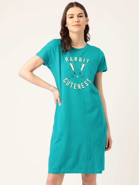 

Sweet Dreams Blue Printed Midi Nightdress, Green