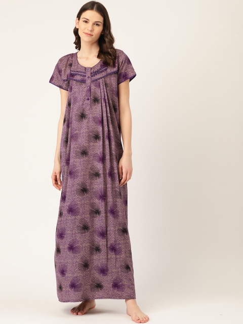 

Sweet Dreams Purple & Grey Printed Maxi Nightdress