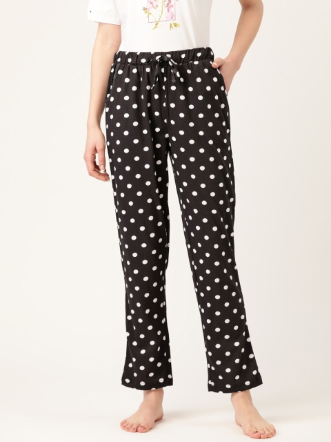 

Sweet Dreams Black and White Polka Dot Printed Pure Cotton Lounge Pants