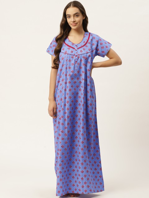 

Sweet Dreams Blue & Red Floral Print Maxi Nightdress