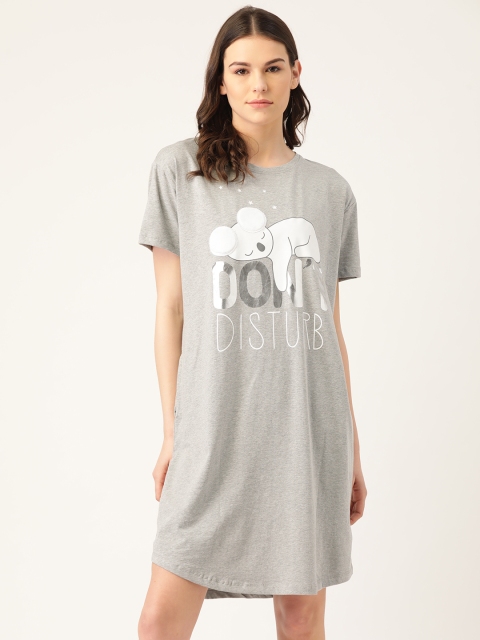 

Sweet Dreams Grey Melange & White Koala & Typography Print Nightdress