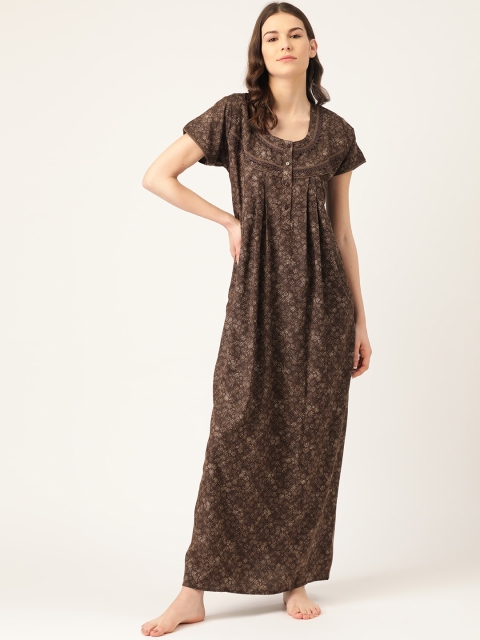 

Sweet Dreams Brown & Beige Printed Nightdress