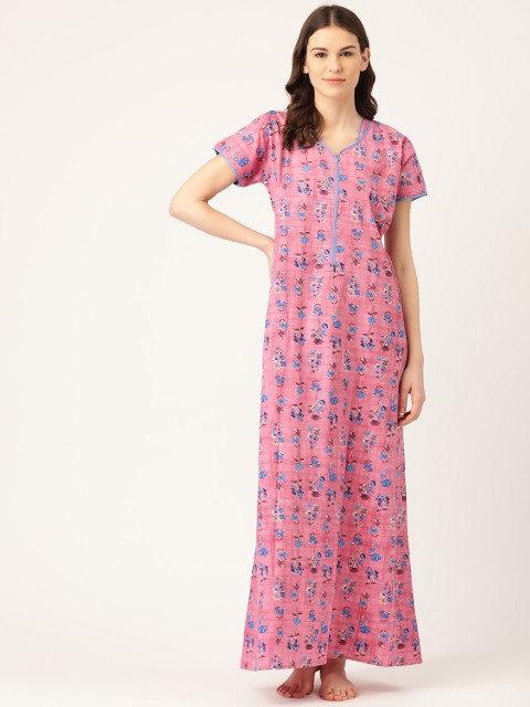 

Sweet Dreams Pink & Blue Floral Print Maxi Nightdress