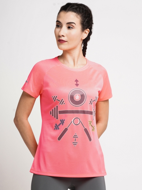

Cultsport Women Pink Printed Round Neck T-shirt