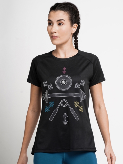 

Cultsport Women Black Printed Round Neck T-shirt
