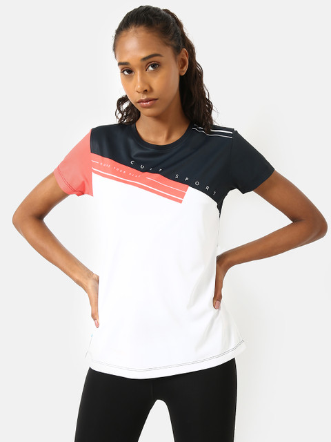 

Cultsport Women White Colourblocked Round Neck T-shirt