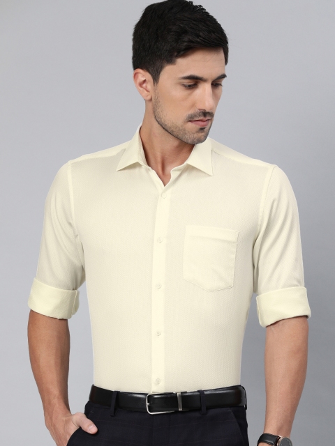 

Van Heusen Men Cream-Coloured Regular Fit Solid Formal Shirt