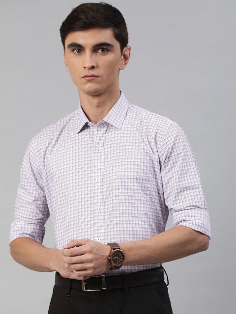 

Van Heusen Men Purple & White Slim Fit Checked Formal Cotton Shirt