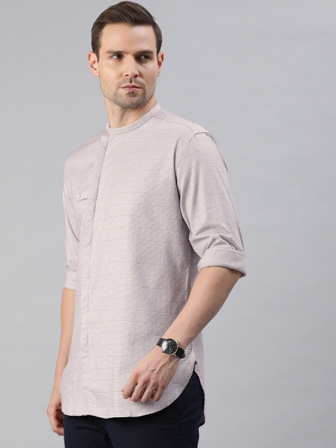 

V Dot Men Brown Printed Straight Kurta